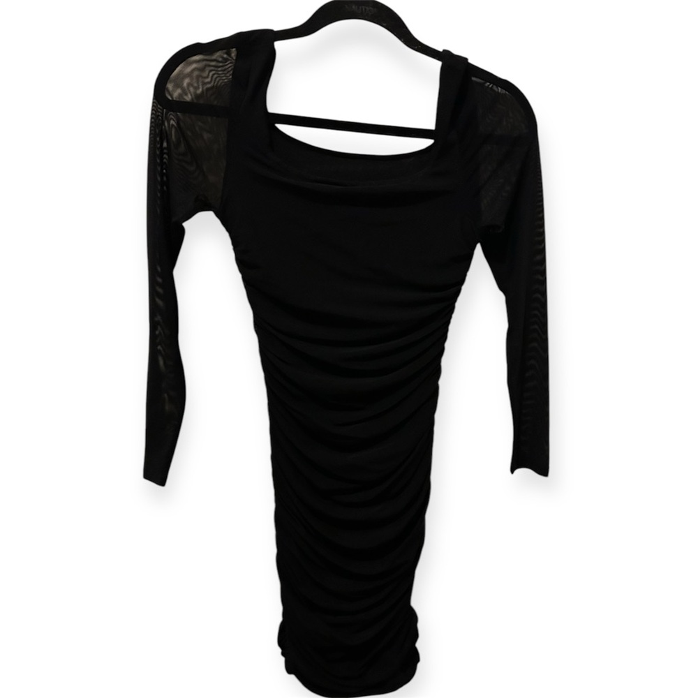 Elegant Teen Black Ruched Dress